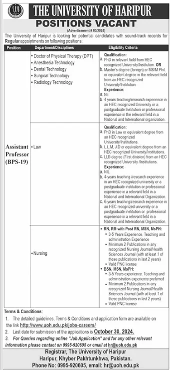 University Of Haripur Jobs 2024