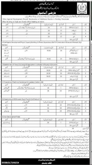 Advertisement for Director Of Mines And Minerals Gilgit Baltistan Jobs 2024: