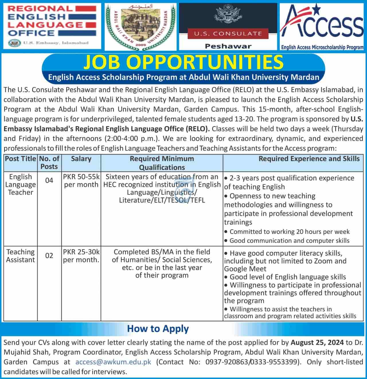 English Access Scholarship Program 2024 Advertisement