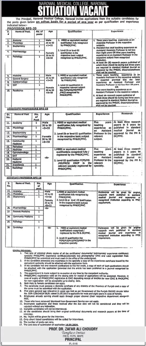 Advertisement for NMC Jobs 2024: