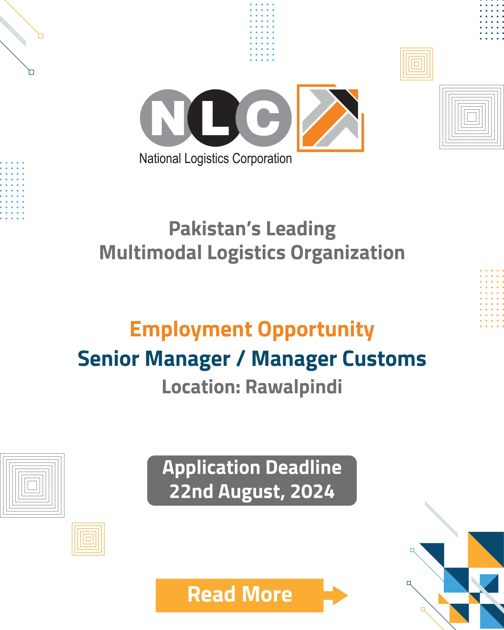 Advertisement for National Logistics Corporation NLC Jobs 2024: