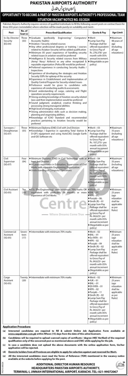 Pakistan Airports Authority Jobs 2024 Advertisements: