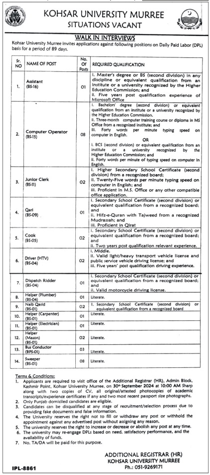 Advertisement for KUM Jobs 2024