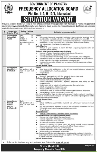 Frequency Allocation Board FAB Jobs 2024