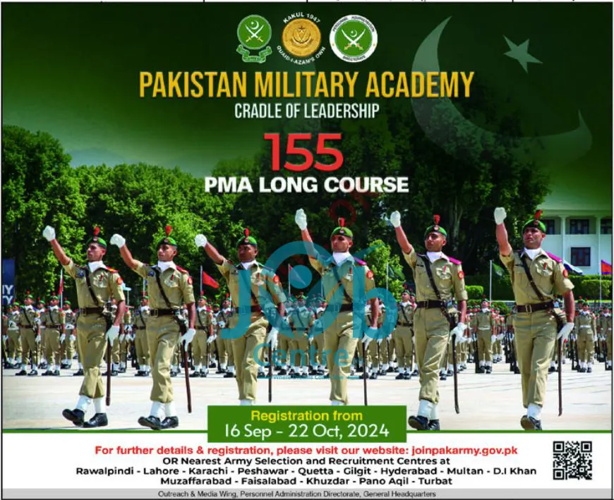 Join PAK Army through 155 PMA Long Course Jobs 2024 Advertisements