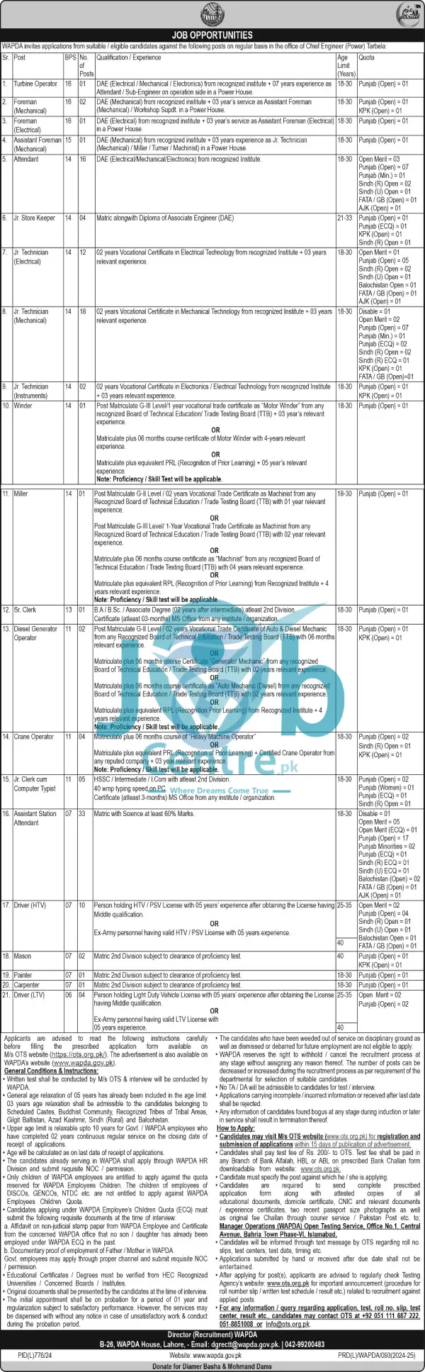 WAPDA Jobs 2024 Advertisement No#3