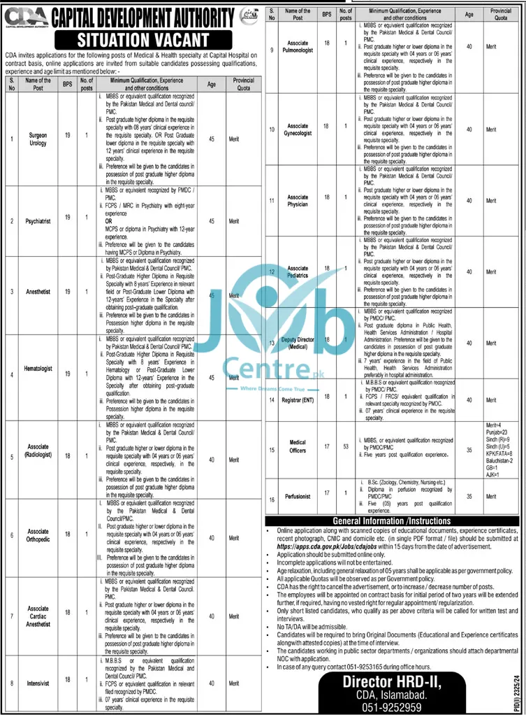 Capital Development Authority Jobs 2024