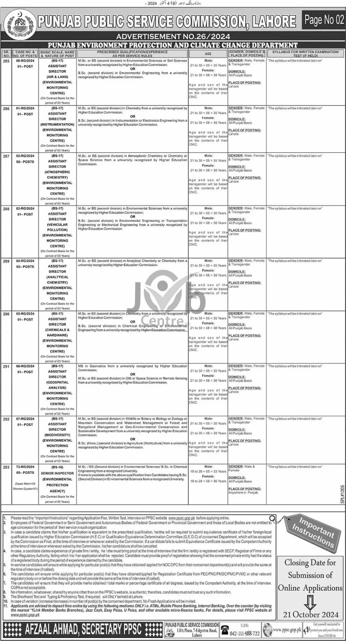 PPSC Advertisement No 26 Jobs 2024