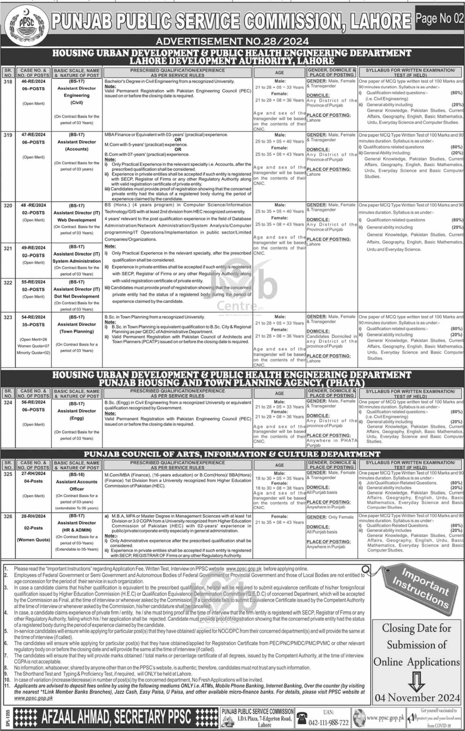 PPSC Advertisement No 28 Jobs 2024 P#02