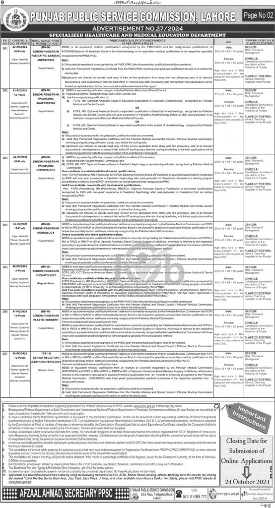 PPSC Jobs Advertisement No 27