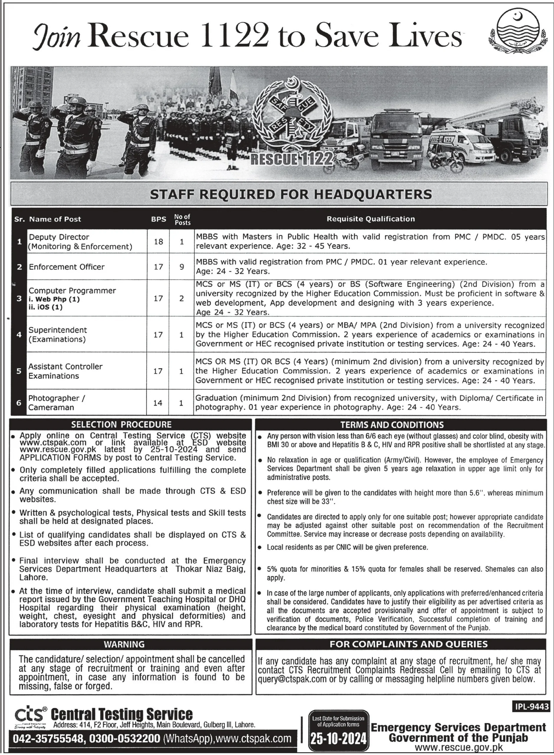 Punjab Rescue 1122 Jobs 2024