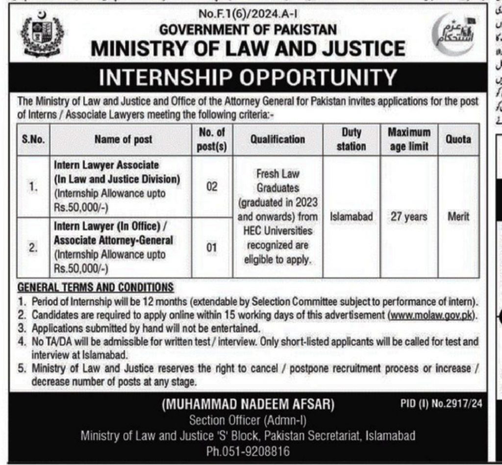 Molaw Internship Program 2024 Advertisement